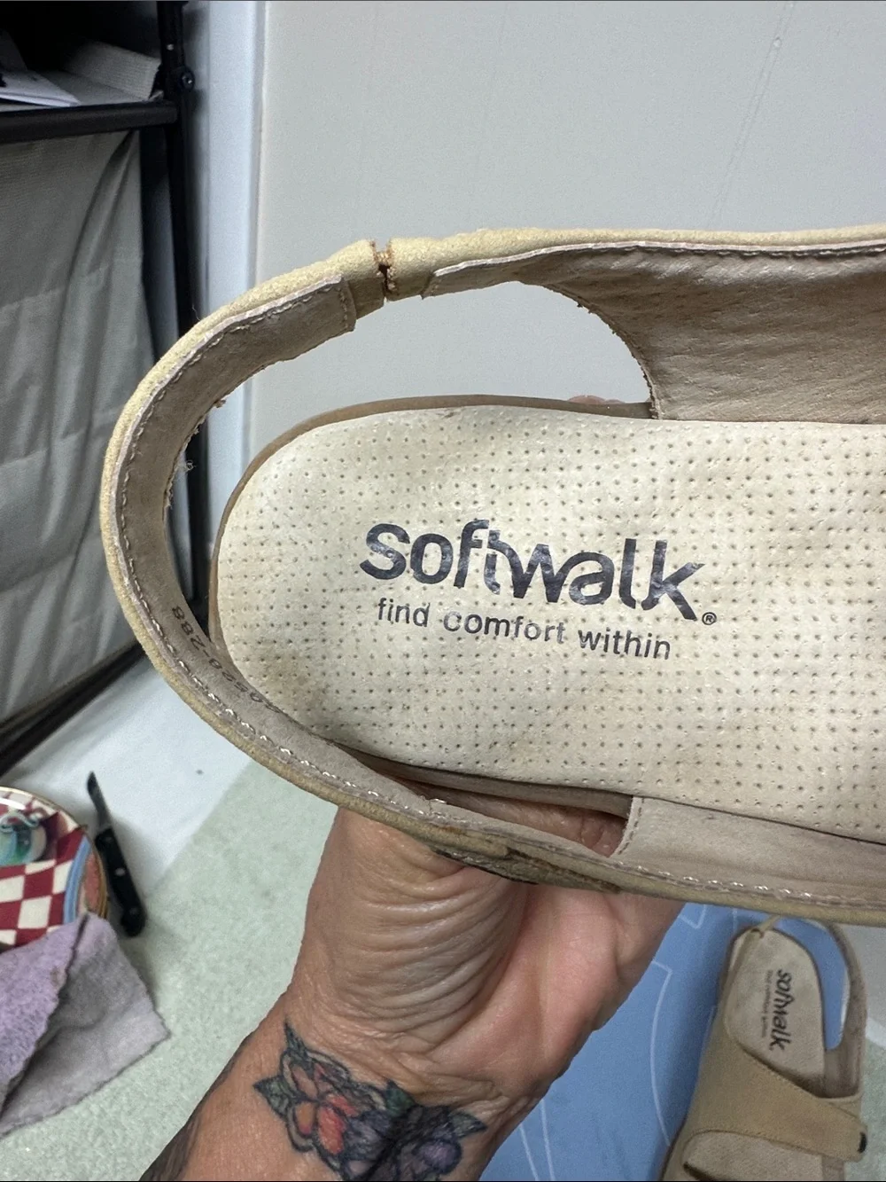 SoftWalk Beige Open-Back Comfort Sandal